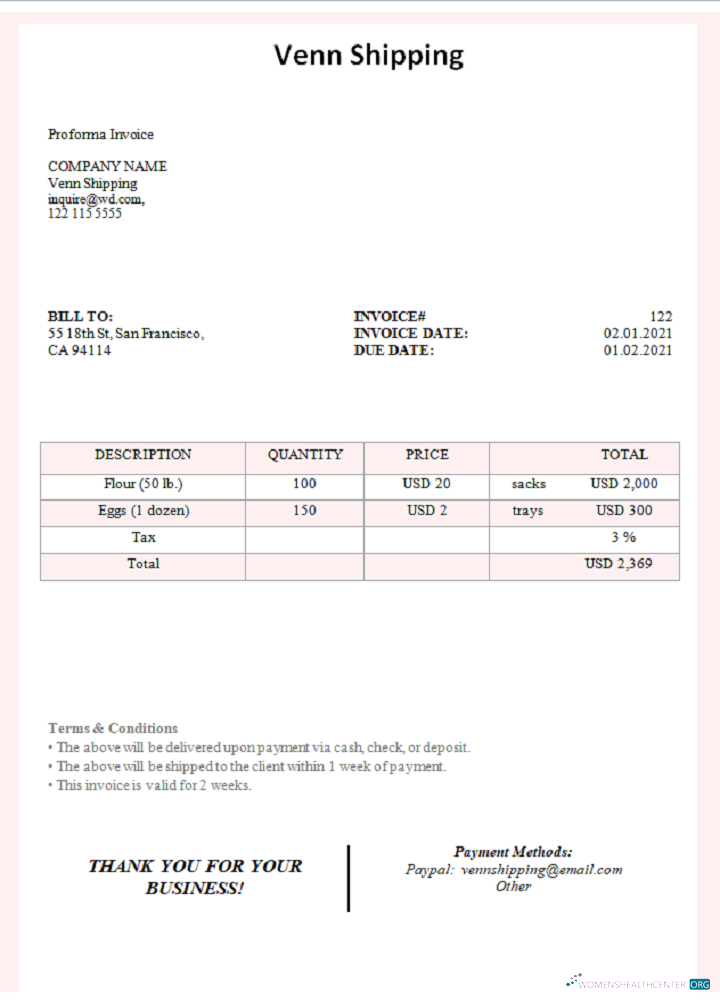 Download USA Venn Shipping invoice Photoshop template